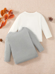 Toddler Baby Boys Bear Letter Print Long Sleeve Tee Tops Set