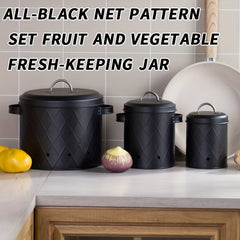 3pcs Set Metal Food Storage Container for Potatoes Onions Bread Coffee Beans