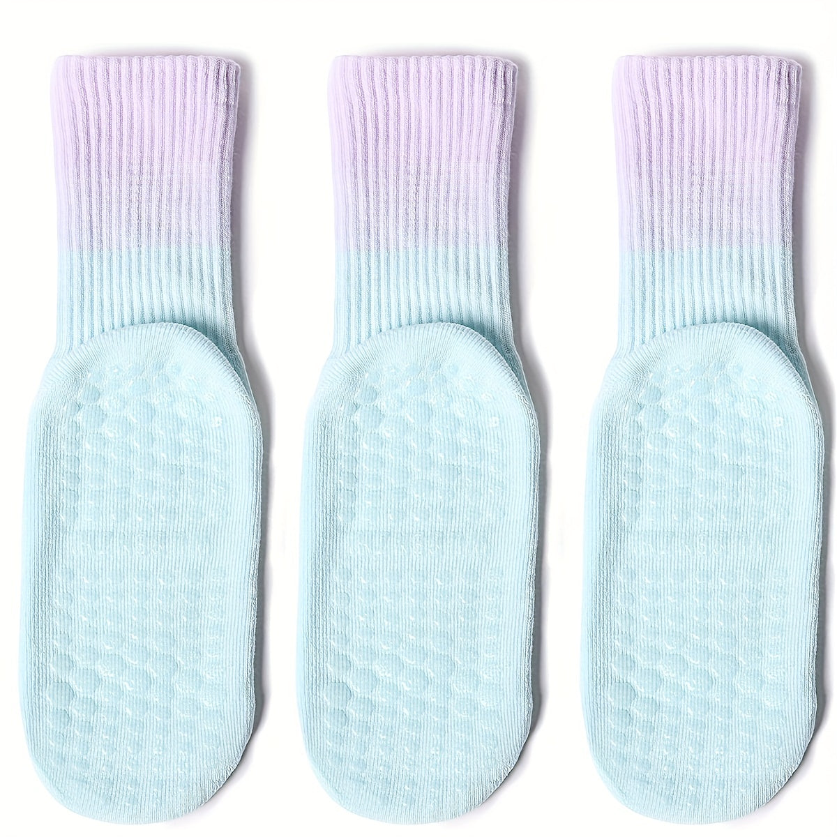 6 Pairs Women's Non Slip Yoga Pilates Socks Breathable Medium Tube