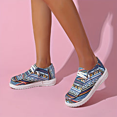 Women's Boho Pattern Slip On Loafers Lightweight Platform Shoes