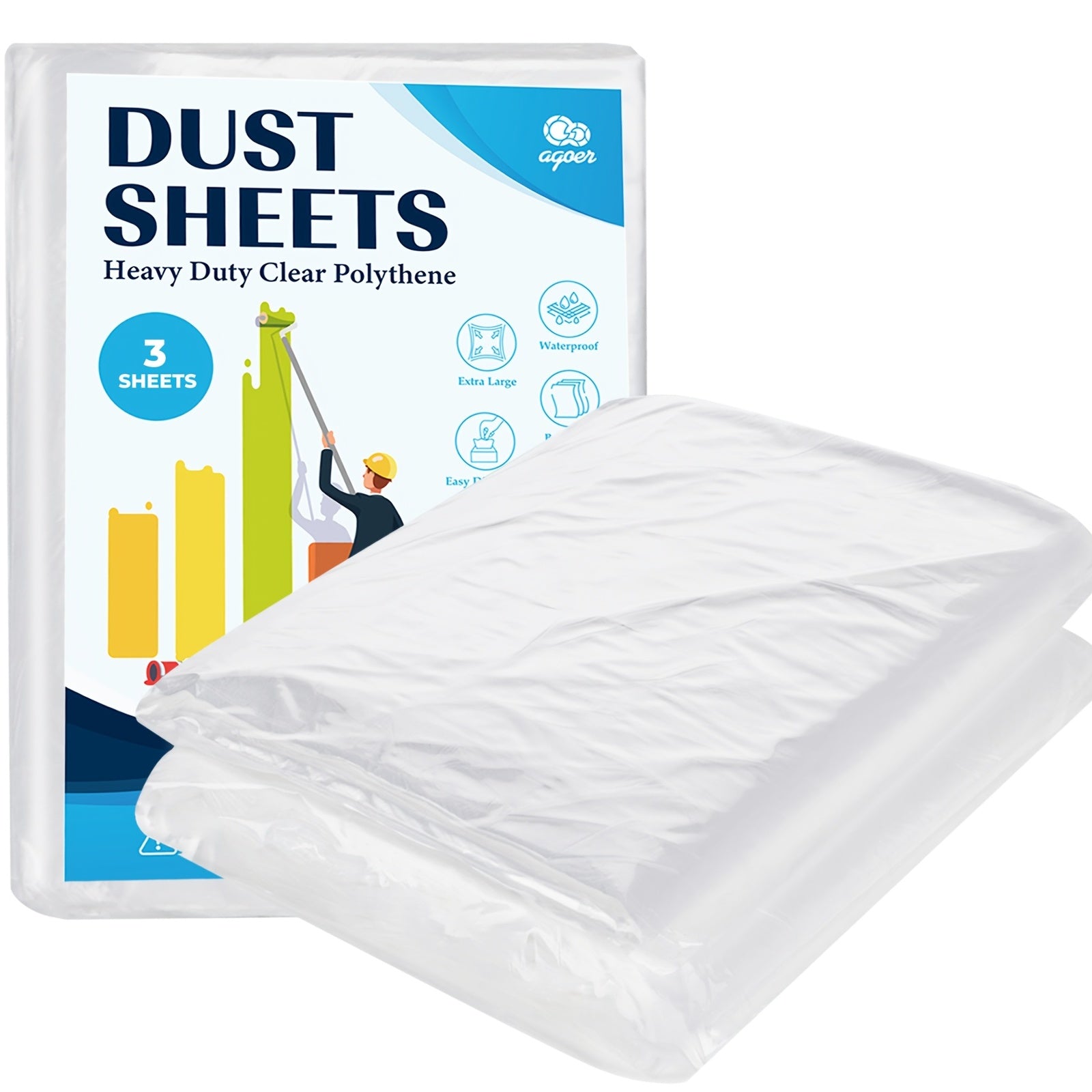 3 Sheets Furniture Dust Film 13 12ftx16 4ft Home Cleaning Supplies