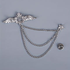 Alloy Artificial Diamond Wings Brooch Chain Style Pin Corsage