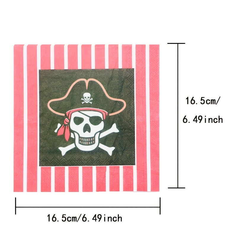 Skeleton Pirate Party Supplies: Skull Paper Plates, Napkins - Serves 20