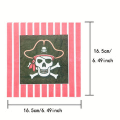 Skeleton Pirate Party Supplies: Skull Paper Plates, Napkins - Serves 20