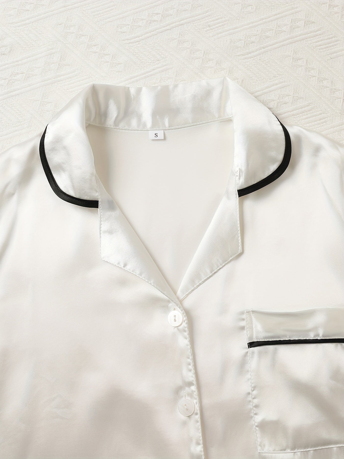 Satin Pajama Set Long Sleeve Top & Pants Women's Sleepwear