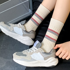 Striped Crew Socks Comfortable Cotton Mid Tube Women's Stockings