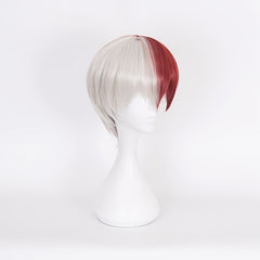 Men's Red Anime Character Wig Short with Bangs Costume for Cosplay Parties