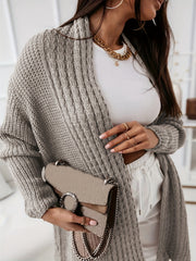 Solid Long Sleeve Open-Front Cardigan