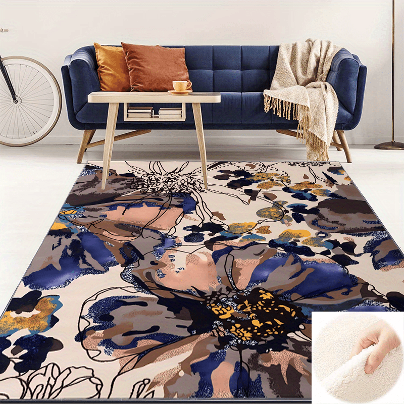 Modern Bright Flowers Area Rug Non Slip for Living Room Bedroom Office