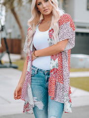 Botanical Floral Print Beach Cardigan Casual Loose Cover Ups Kimono
