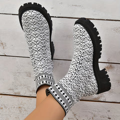 High Chunky Heeled Running Shoes Anti-slip Knit Leisure Sports