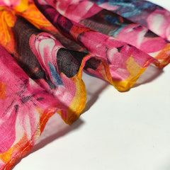 Vintage Yellow Flower Print Scarf Gradient Warm Shawl Women Windproof