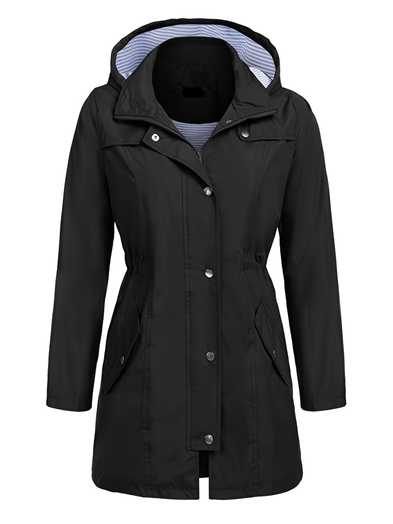 Striped Hooded Trenchcoat for Hiking