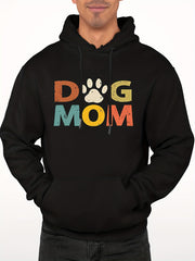 DOG MOM Print Hoodie Men's Graphic Pullover Hooded Sweatshirt