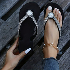 Women's Rhinestone Wedge Flip Flops