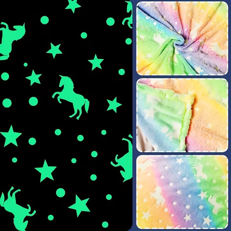 Luminous Rainbow Unicorn Blanket - Birthday Gift Sofa Bed Camping Party Game
