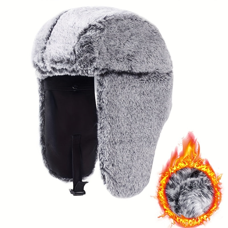 Winter Trapper Hat Rabbit Velvet Warm Outdoor Ski Hat