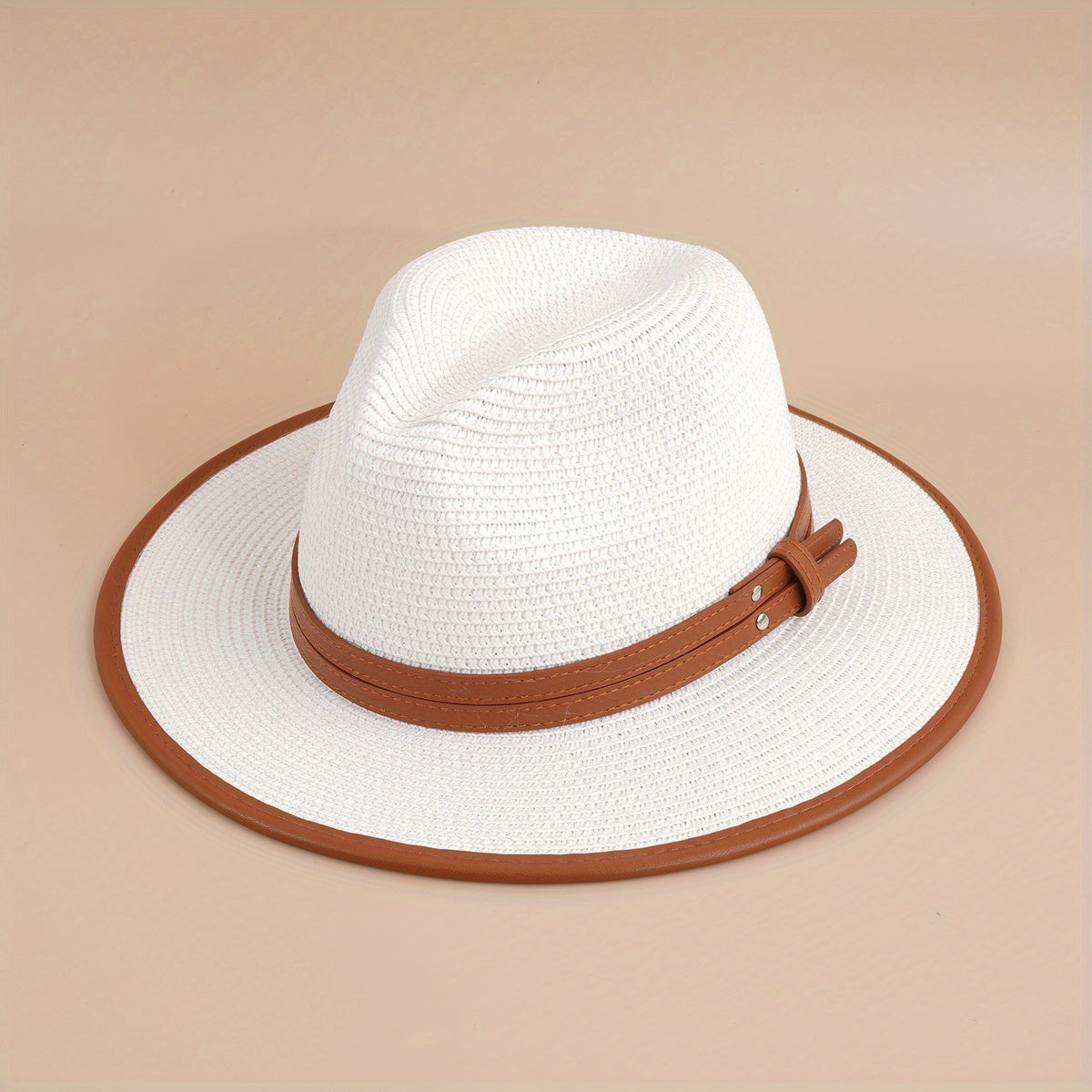 Straw Fedora Cap Plain Casual Jazz Hat Unisex Sunscreen Cowboy Hat