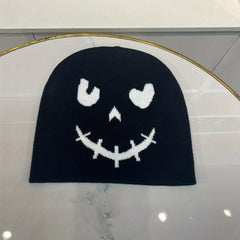 Funny Expression Windproof Knit Beanie Hat With Pirate Skull Print