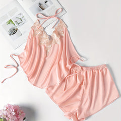 Lace Pajama Set Halter Top & Shorts