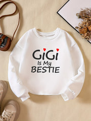 Slogan Print Boys Sweatshirt Long Sleeve Crew Neck Kids Clothing