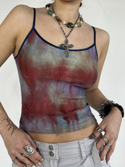 Y2K Tie Dye Crew Neck Cami Top Sleeveless Casual Summer Spring Women's Clothing