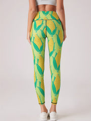 Corn Print High Waist Yoga Leggings Quick Drying Cropped Pants