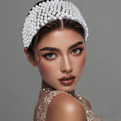 Minimalist Polyresin Beaded Headband Solid Faux Pearl for Daily Wear & Weddings