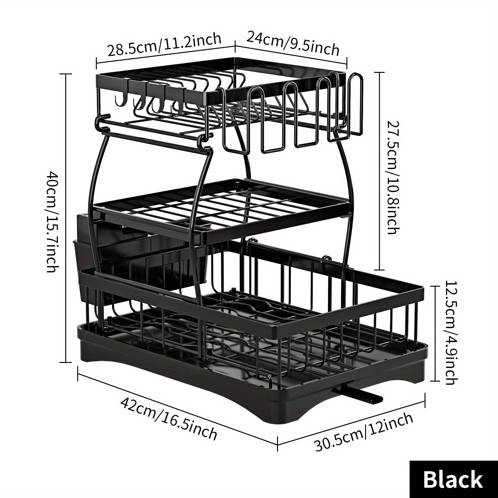 3 Tier Large Dish Drying Rack Organizer with Utensil Holder