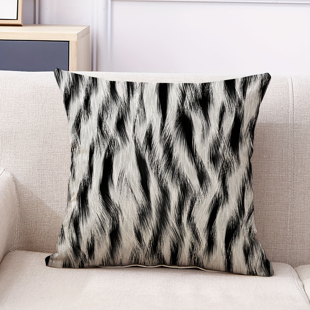 1pc Animal Fur Linen Throw Pillow Covers for Home Decor