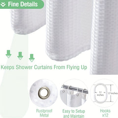 Waffle Shower Curtain Waterproof Waffle Weave Fabric Heavy Duty Hotel Bathroom