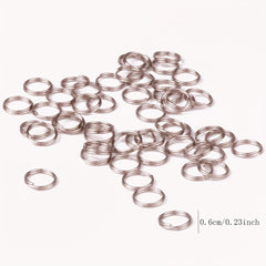 100pcs Stainless Steel Split Ring Double Ring Jump Ring Mini Connecting Key Ring