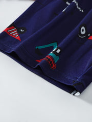 Boys Car Print T-shirt & Shorts Set for Summer