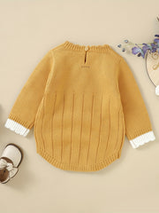 Baby Triangle Jumpsuit Girl Long Sleeve Knitted Sweater Romper