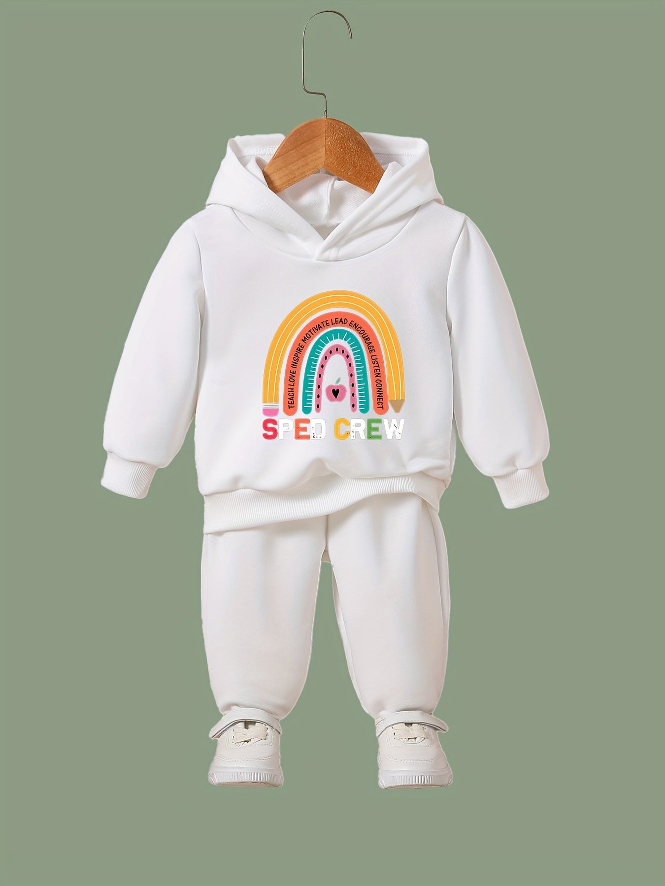 Girls Rainbow Hooded Sweatshirt & Sweatpants Set