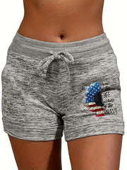 Flag Print Drawstring Shorts Women's Casual Shorts
