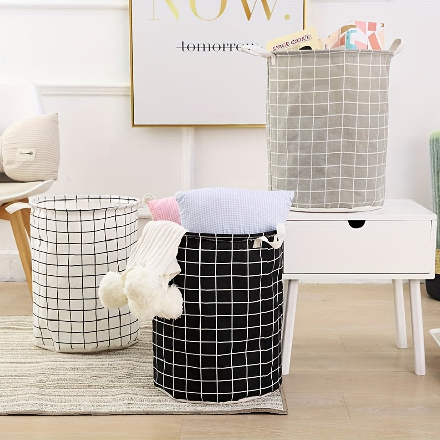 Foldable Laundry Basket Cotton Linen Fabric