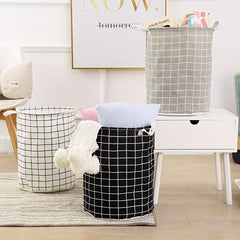 Foldable Laundry Basket Cotton Linen Fabric