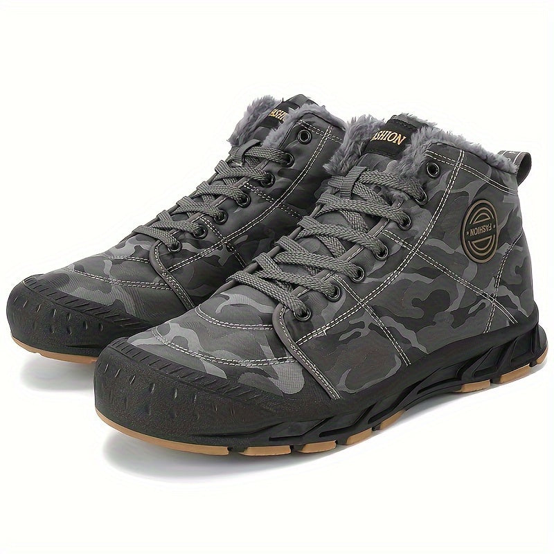 Men's Snow Boots Warm Cozy Non slip Ankle Boots Plush Comfy Outdoor Hiking Shoes