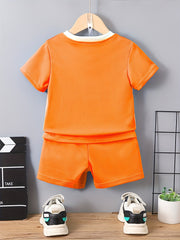 2pcs Boys Gradient Casual Outfit T-shirt & Shorts Set Kids Summer Clothes