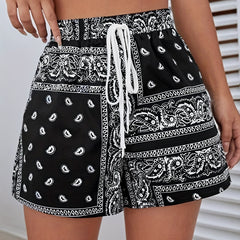 Paisley Print Drawstring Shorts for Women