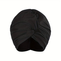 Ruched Plain Swimming Cap Ear Cover Versatile Water Sports Swim Cap