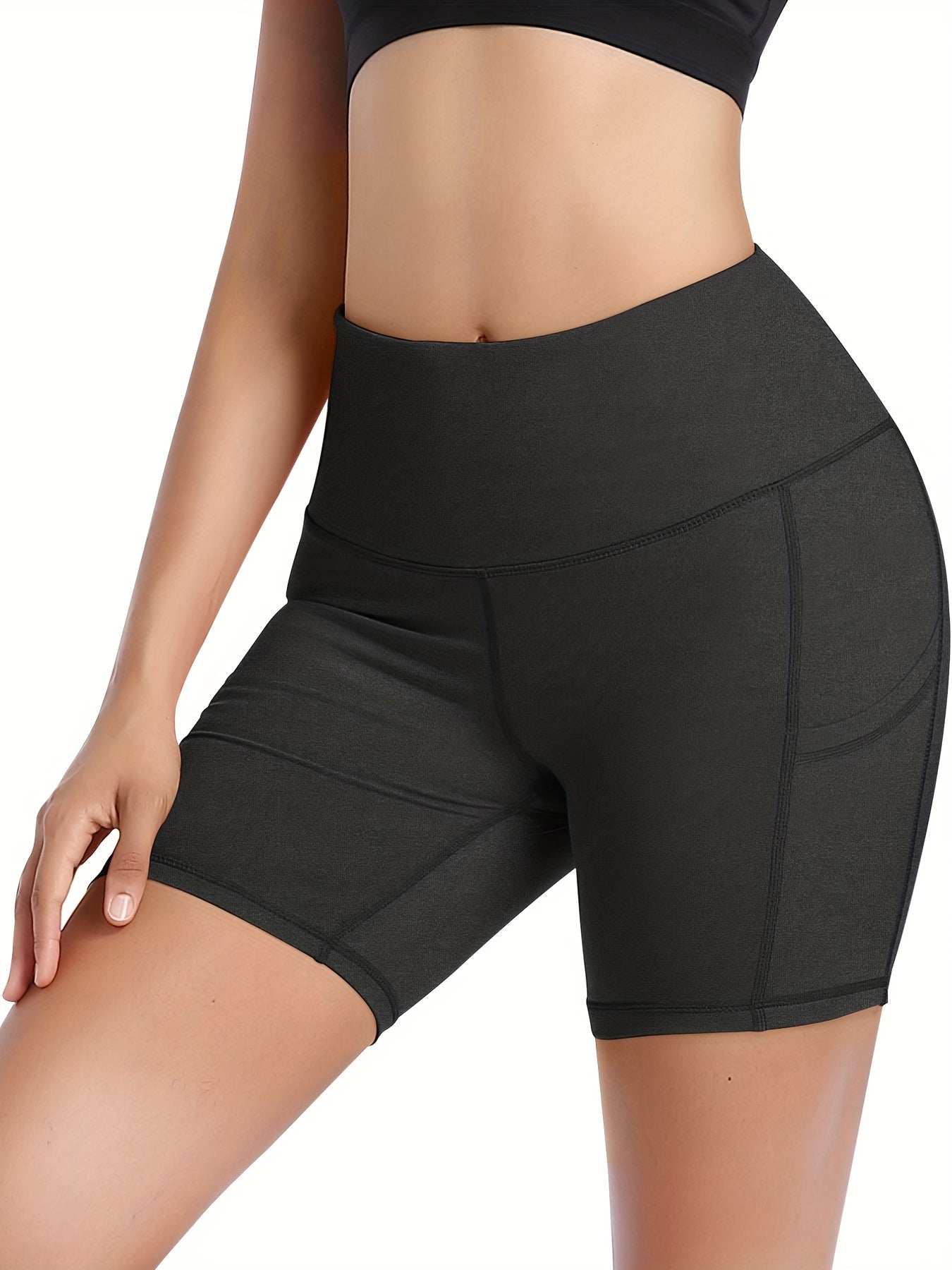 High Waist Yoga Shorts Pocket Slimming Workout Sports Activewear