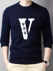 Men's V-Neck Knitted Sweater for Fall Winter