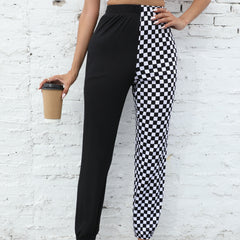 Plaid Print Baggy Pants Elastic Waist Casual Loose Pants