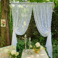 Sweet Sheer Lace Flower Curtain Rod Pocket Living Room Bedroom Decor