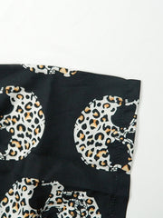 Leopard Skull Print Smocked Waist Shorts Casual Shorts
