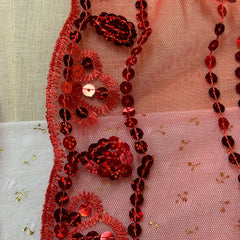 Red Sequin Embroidery Shawl Square Scarf Cape for Wedding Bridal