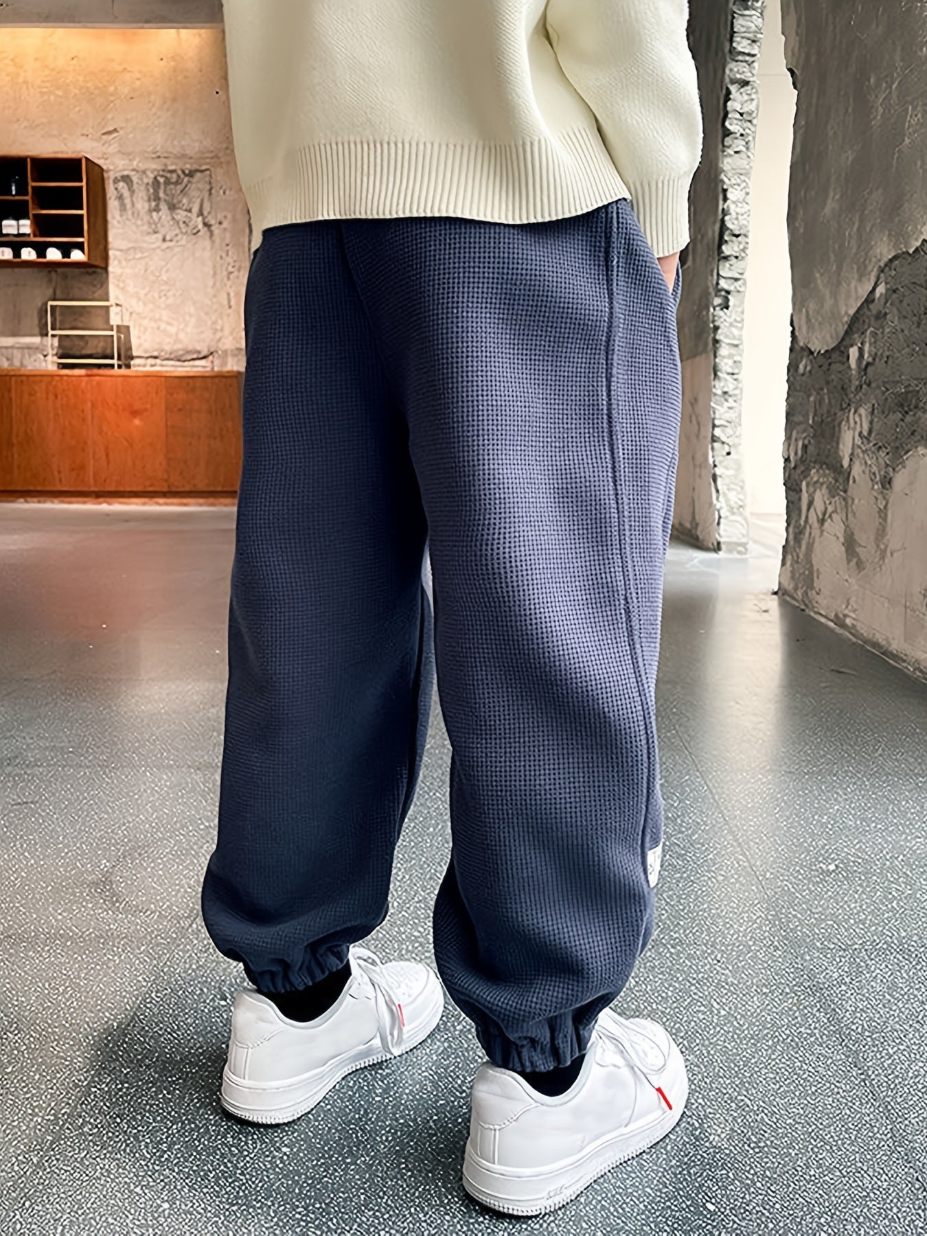 Boys Elastic Waist Sweatpants Casual Sports Jogger Cropped Pants