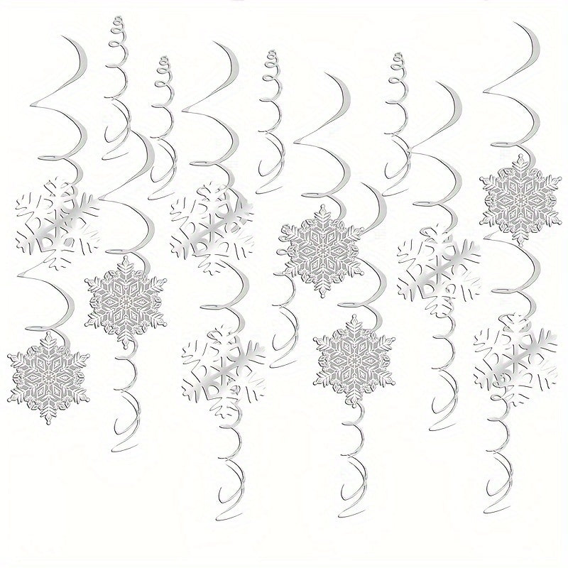 10pcs Snowflake Spiral Hanging Ornaments Christmas Decor